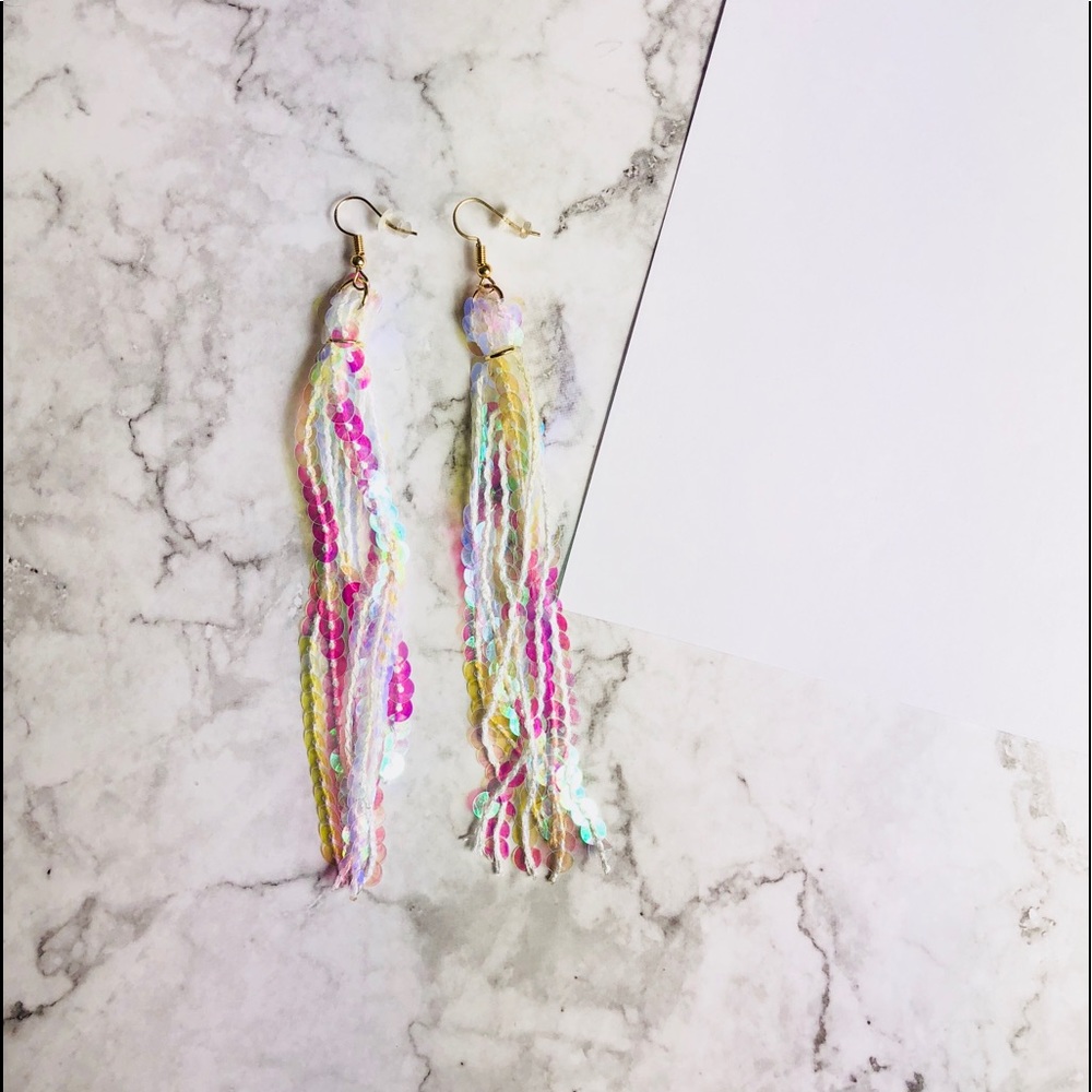 New! Holographic Mermaid Sequins Tassels Earrings
